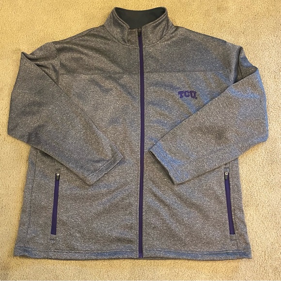 TCU knights apparel zip up heather gray jacket size XL
